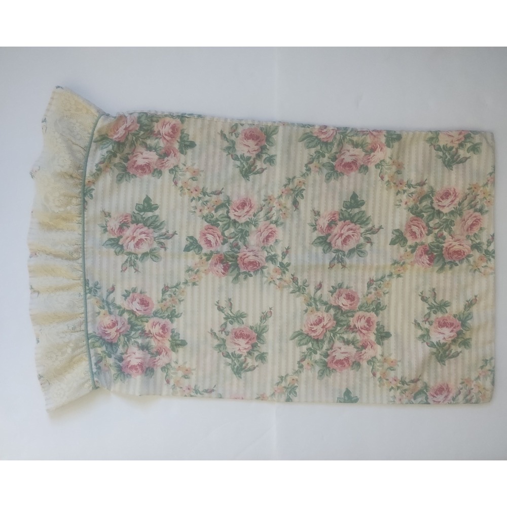 Jessica McClintock Pillowcase Standard Floral Lace Trim Pink Green Cottagecore